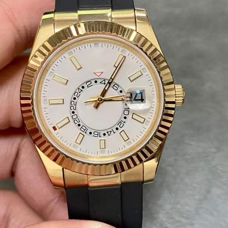 "Lao Jia DIW Skywalker GMT ซีรีส์ Dual Time Zone 42mm นาฬิกาผู้ชายหรูหรา เครื่องจักรอัตโนมัติ รุ่น E