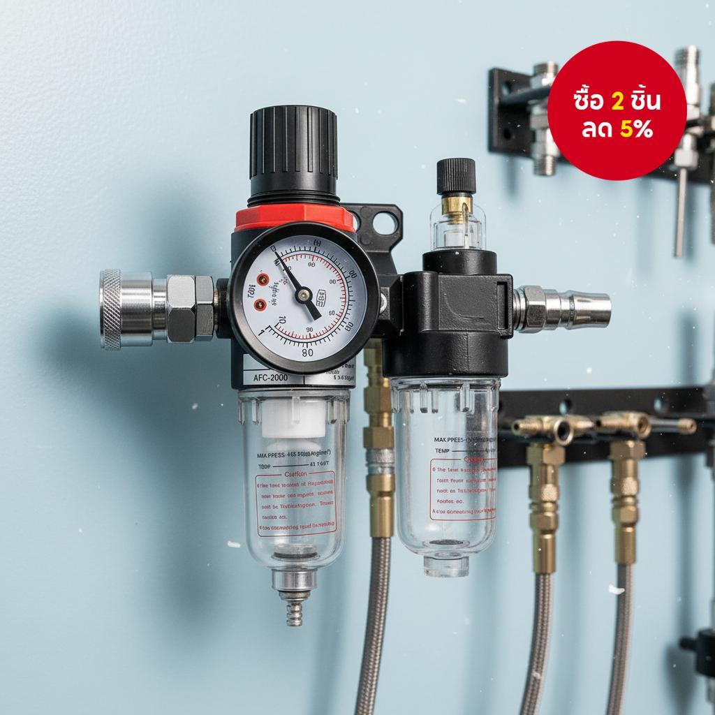 เครื่องแยกน้ํามัน-น้ําสําหรับเครื่องอัดลม AFR2000, AFC2000, AL2000 ขนาด G1/4 สําหรับปรับแรงดัน