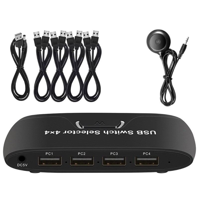 Mojito LED ติดตั้ง USB KVM Switches Selector 4 in 4 Out Enables คีย์บอร์ดเมาส์ควบคุมสําหรับคอมพิวเตอ