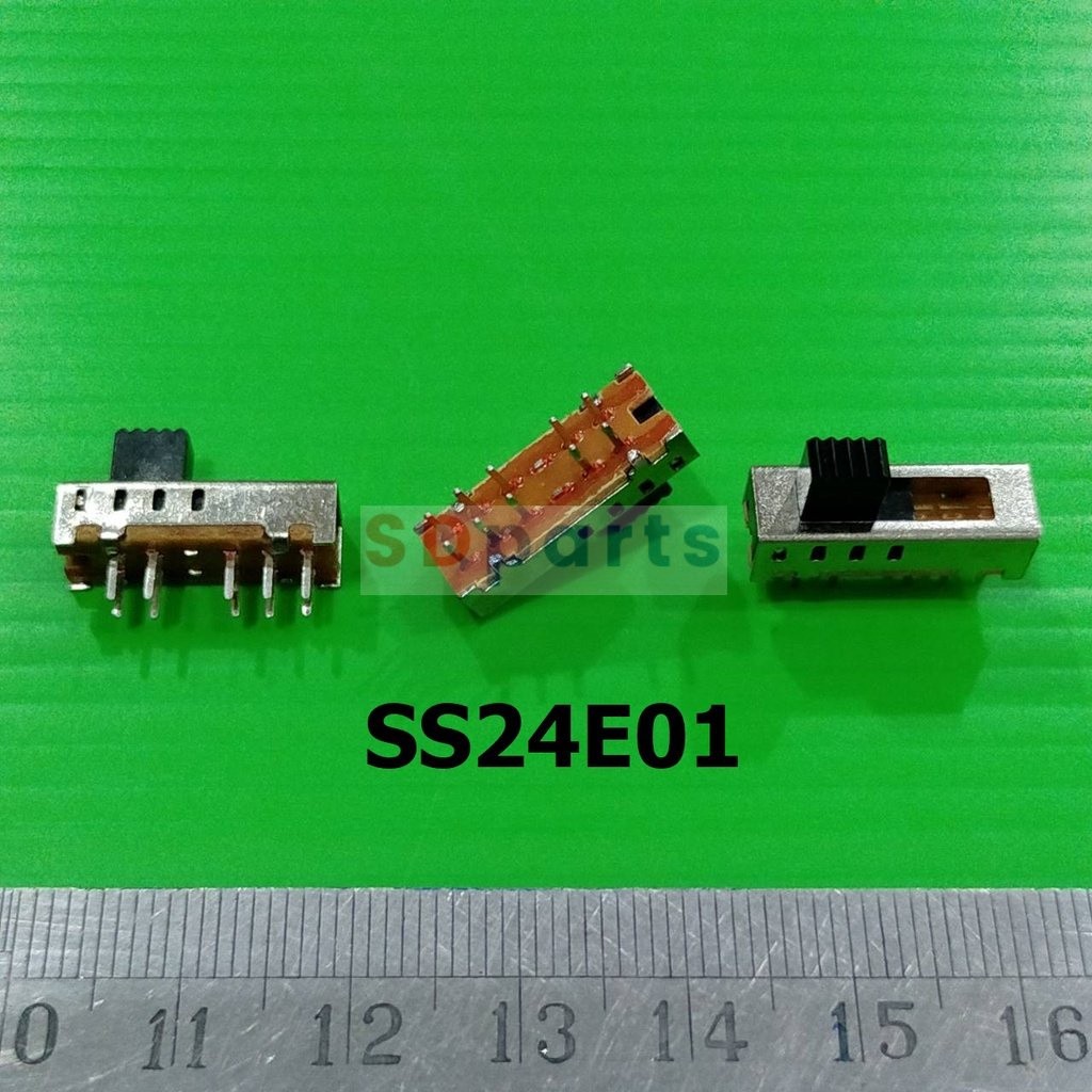 สวิทช์ เลื่อน Slide switch Toggle switch 10 ขา ขนาด 6.2x18.1mm #สวิทช์เลื่อน(10ขา,SS24E01) (1 ตัว)