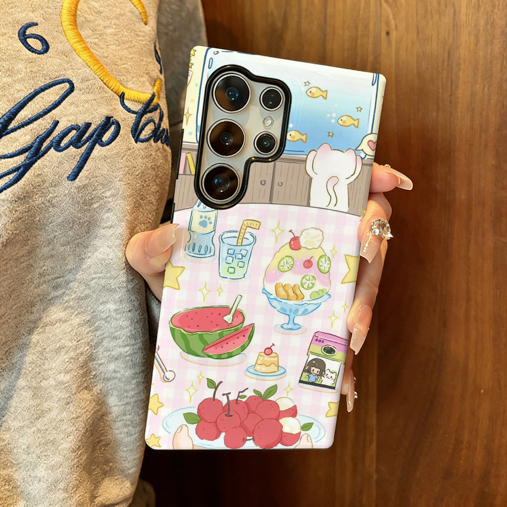 รูปแบบขนมหวานกันกระแทก S26Ultra กรณีเทียบสําหรับ Samsung S26 S23 S24 Ultra S24FE 25FE S25eDge ปลอกกั