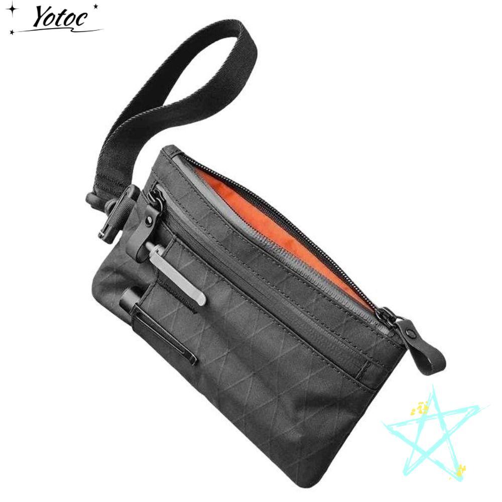 YOTOC กระเป๋าสตางค์ผู้ชายอเนกประสงค์พร้อมสายรัดข้อมือ Weatherproof ซิปคลัทช์, Anti Theft RFID Blocking ช่องภายนอกผู้ถือบัตรเครดิต Travel