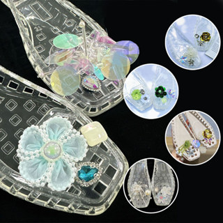 อุปกรณ์ตกแต่งรองเท้า พู่จี้คริสตัลและคลิปดอกไม้