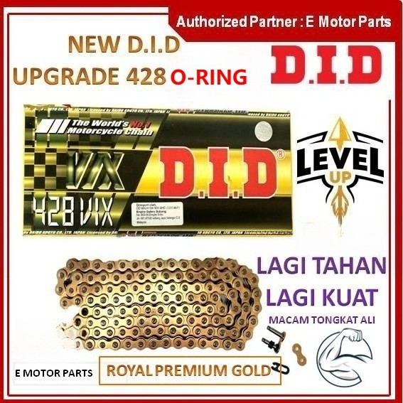 RANTAI DID 428 VIX ORING GOLD O-RING CHAIN DID RANTAI มอเตอร์ 428M GOLD CHAIN RANTAI EMAS 114 122 13