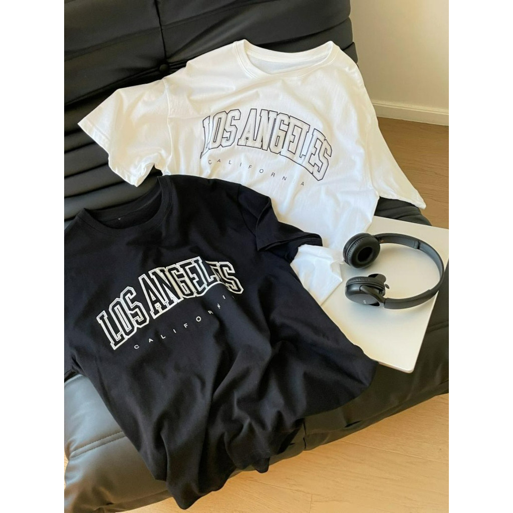 เสื้อยืดผ้าฝ้าย 100% แขนสั้นแบบหลวม เครื่องหมายลายพิมพ์ Hollow [MT79]