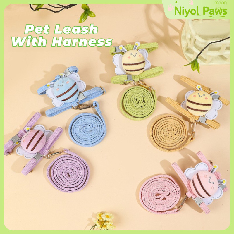 ใหม่ Bee Design Leash Harness Vest สําหรับสัตว์เลี้ยงขนาดเล็กกระต่ายแมวลูกสุนัขสุนัขเดินน่ารัก Strap