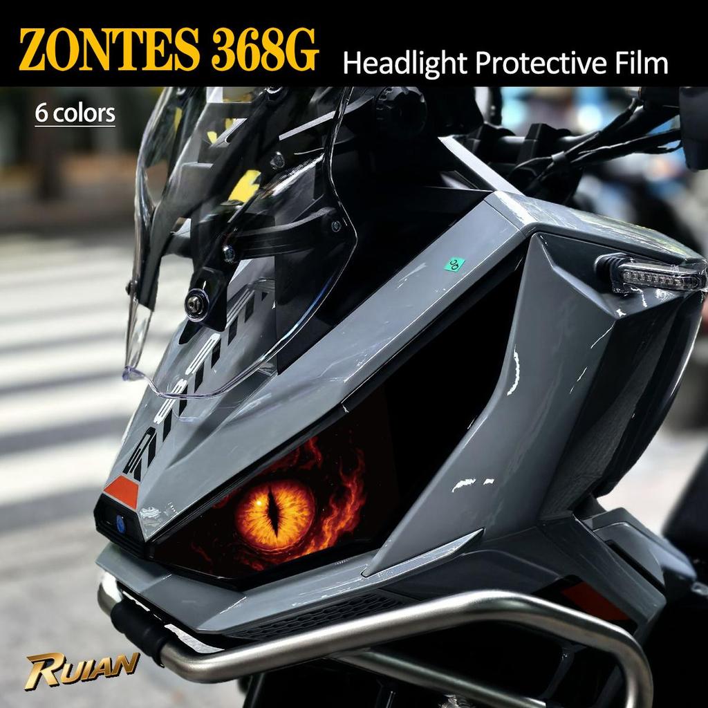 ฟิล์มไฟหน้าแบบใสคุณภาพสูง | สติ๊กเกอร์ 3D Cat-eye สําหรับ Zontes 368G