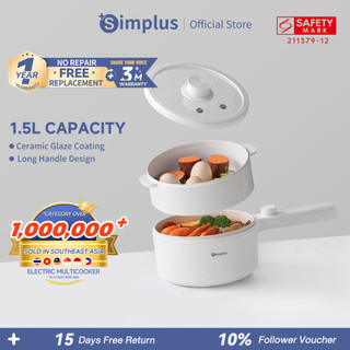 Simplus 1.8L Multi-Cooker | 600W Power | S.STeel Steamer | Titanium Ceramic Coating | Long Handle Multi-Cooker DZGH012