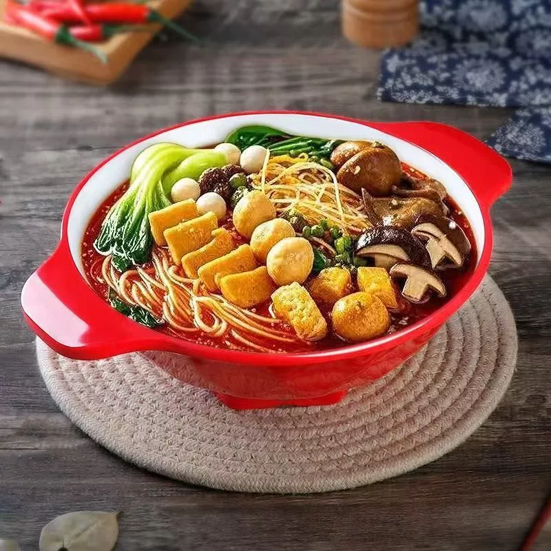 ชามหูคู่ ชามขนาดใหญ่ Triclamine Ramen Bowl ชามสีโลโก้เชิงพาณิชย์พิมพ์