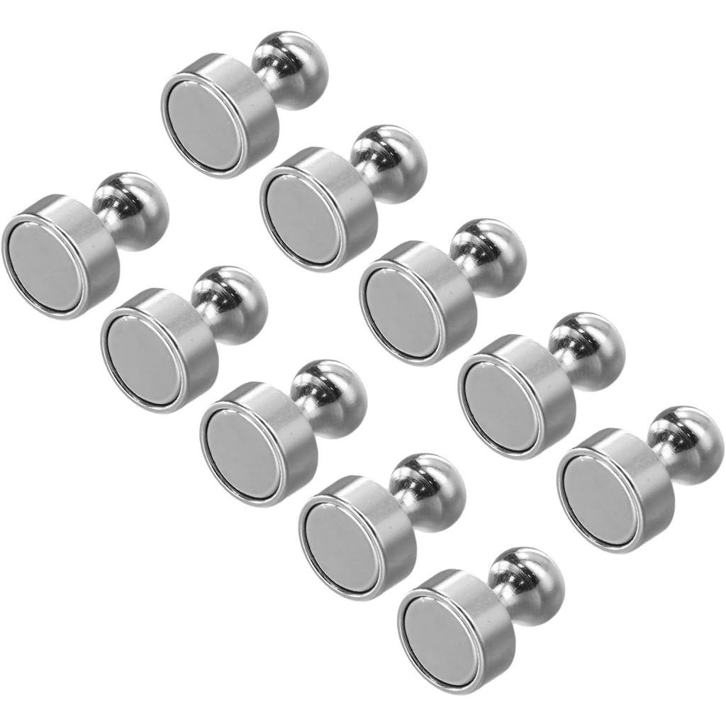 EchoEpirer 10PCS Minimalist Silver Neodymium N48 Rare Earth Magnets, Strong Push Pin Magnets for Whi