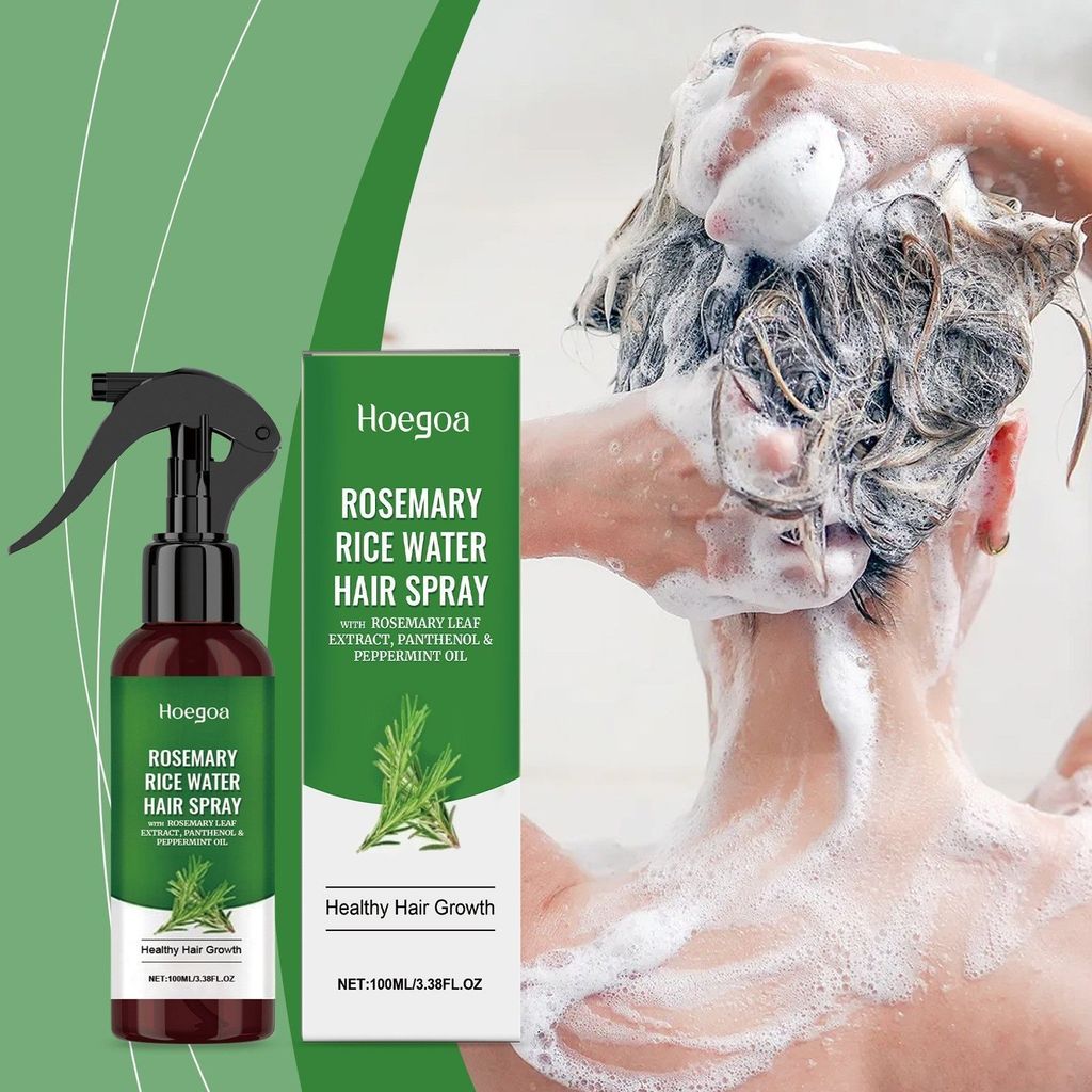 H HOEGOA Rosemary Rice Water Hair Spray บํารุงผมแห้ง Frizz Moisturizing Hair Care Spray% H250102