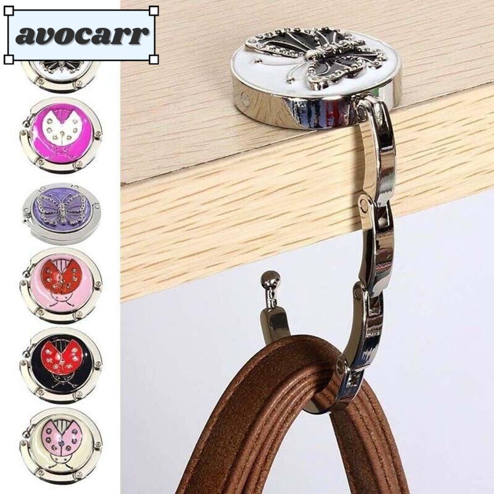 Avocarr ตะขอแขวนกระเป๋าแบบพกพา Travel Table Clasp Table Hanger Butterfly Pattern Handbag Hanger