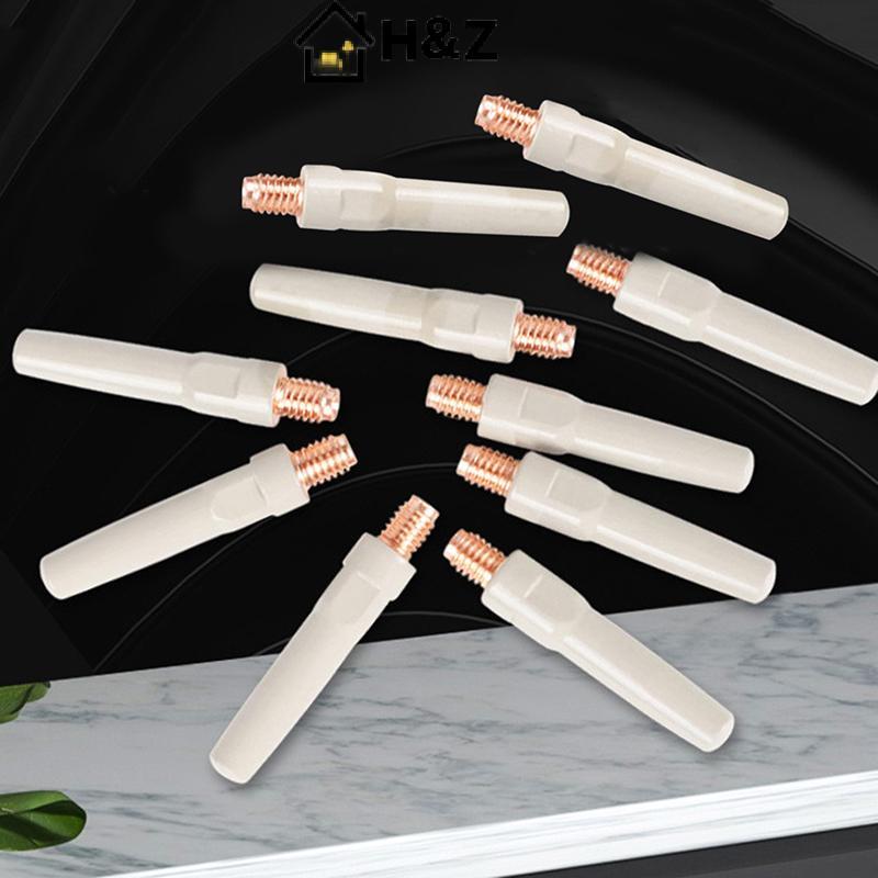 H & Z 2 ชิ้น/เซ็ต 15AK เชื่อมเคล็ดลับใหม่เคลือบป้องกัน 25 มม.M6 แก๊สหัวฉีดเคล็ดลับ 0.8 มม.-1.2 มม. M