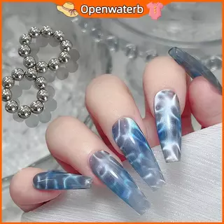 [KAN] เล็บรอบแม่เหล็กลูกปัดดอกไม้น้ําแข็ง Cats Eye Nail Art 10 ชิ้น FXH