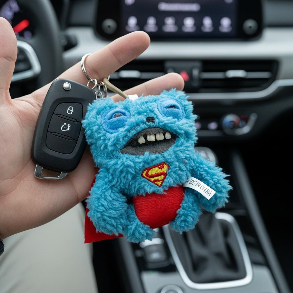 12cm Ugggler Car Pendant Keychain Uggler Big Tees Plush Toy Cute Monster Doll Auto Keychain Men oRgW
