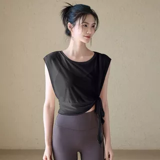 เสื้อ البلوزตาข่ายระบายอากาศเบาๆ สวมใส่งานออกกำลังกายและโยคะ พิมพ์ลายเฉพาะตัว แห้งไว