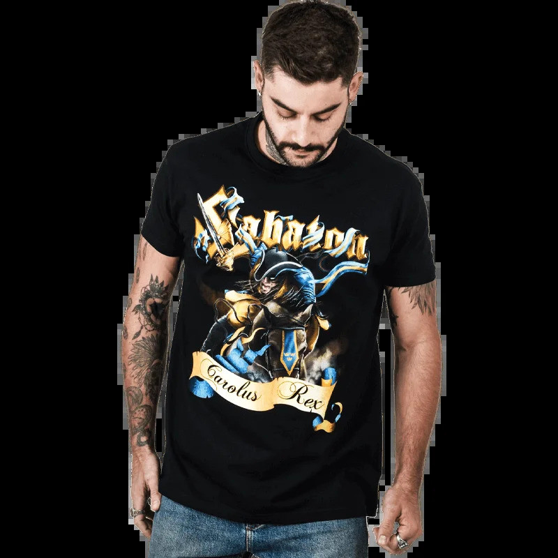 เสื้อยืด Born To Rule Sabaton พิมพ์ลายด้านหน้าและด้านหลัง เสื้อยืดโอเวอร์ไซส์ Y2k สไตล์สตรีทฮิปฮอป แ