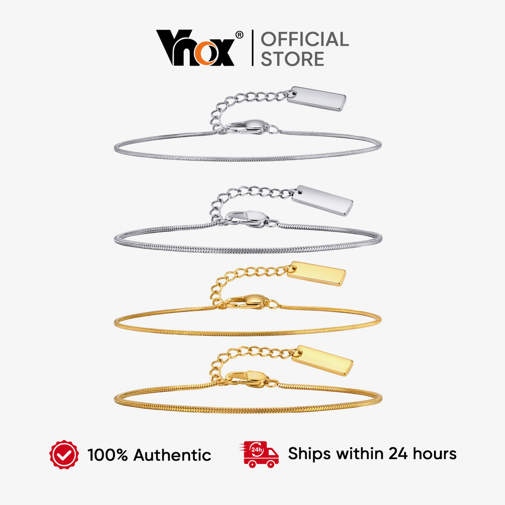 VNOX วีน็อกซ์ สร้อยข้อมือสแตนเลสแบบโซ่งู ทนทาน ไม่แพ้ง่าย เหมาะสำหรับเป็นของขวัญ