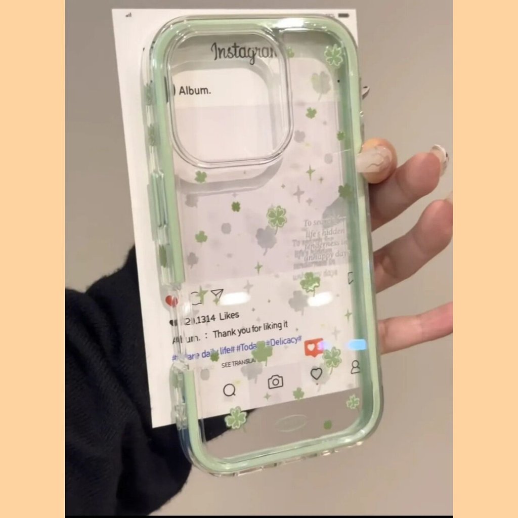 InsขอบสีเขียวFour-leaf CloverเหมาะสําหรับSamsung รูปที่ 2