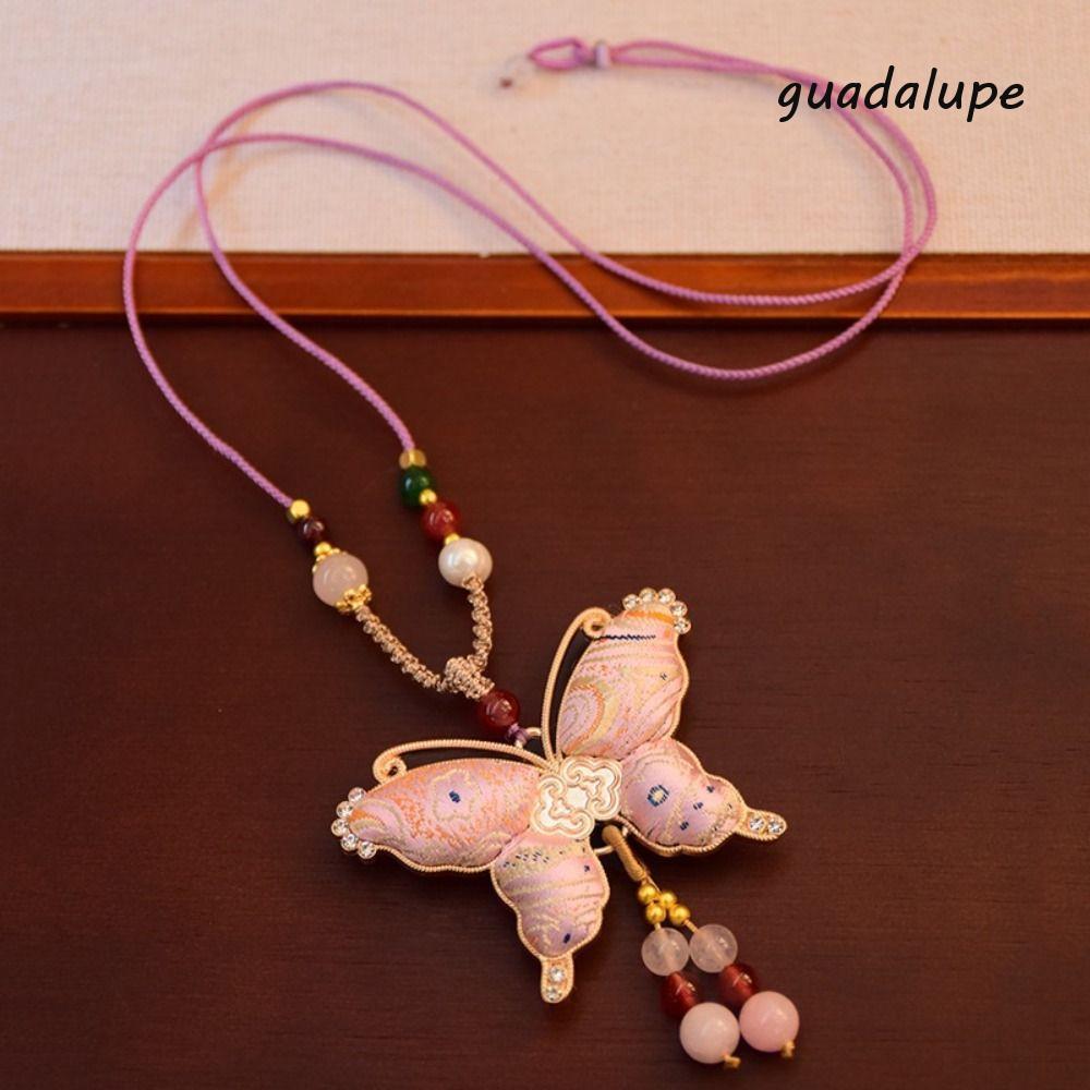 GUADALUPE1 Song Brocade สร้อยคอผีเสื้อ,ลูกปัดพู่สไตล์สร้อยคอ,สไตล์ชาติพันธุ์แบบดั้งเดิมประณีตสไตล์ให