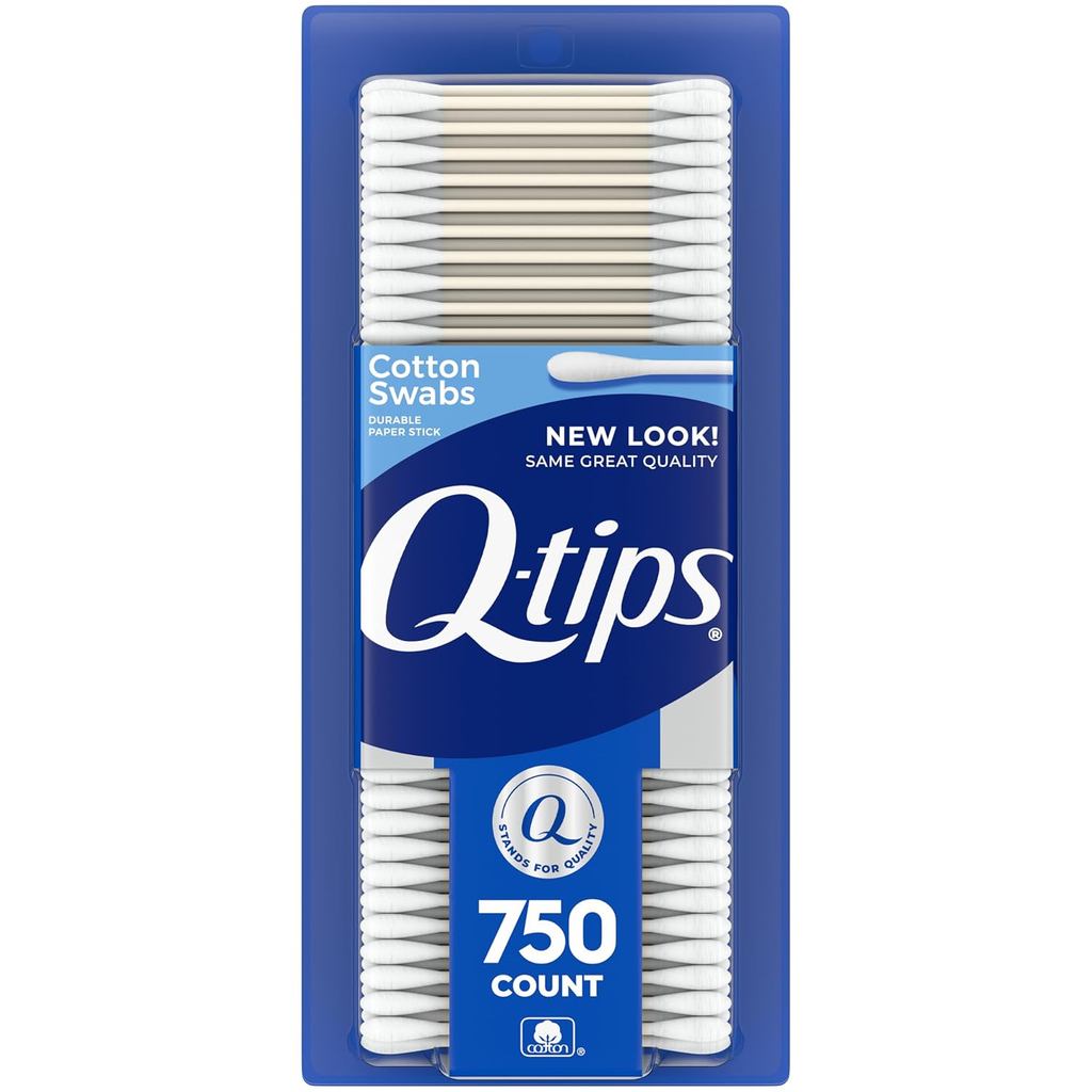 Q-tips สําลีสําหรับสุขอนามัยและความงาม Care สําลีดั้งเดิมที่ทําจากผ้าฝ้าย 100% 750 นับ