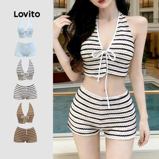 Lovito  ชุดบิกินี่แบบลําลอง เซ็ตบิกินี่สําหรับผู้หญิง 2 ชิ้น…