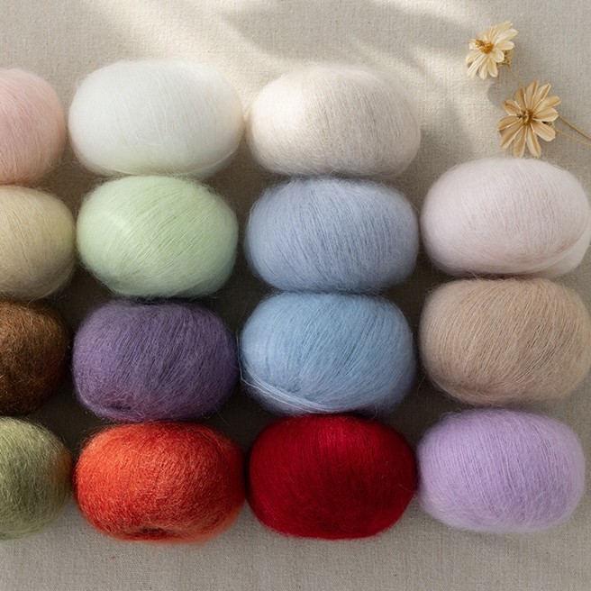 ผ้าไหมหนุ่ม Mohair เส้นด้าย Group South African Young Mohair มือด้ายถัก Superfine Mohair เส้นด้าย di