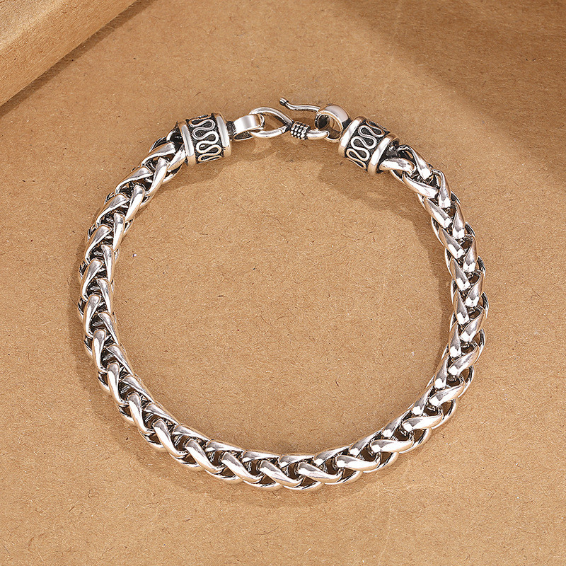 Retro Keel Braided สร้อยข้อมือผู้ชาย Simple Generous อินเทรนด์ชาย Punk Hip Hop Distressed สร้อยข้อมือ