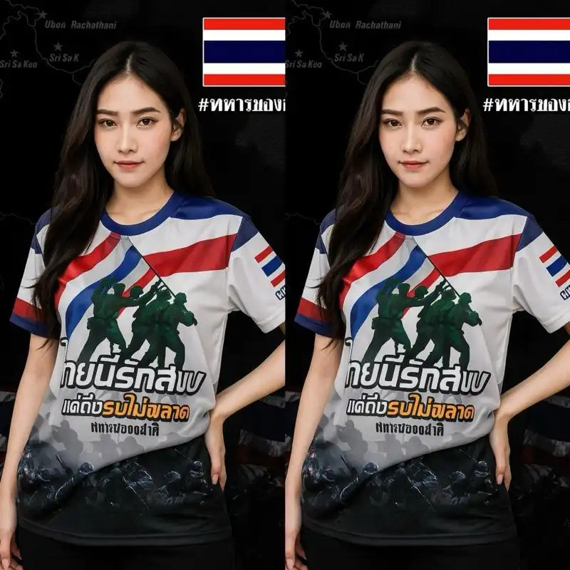 เสื้อกีฬา_unisex_แขนสั้นและแขนยาว ออกแบบโดย Thailand Love and Peace V2 ทำจากผ้าไมโครไฟเบอร์ สวมใส่ได
