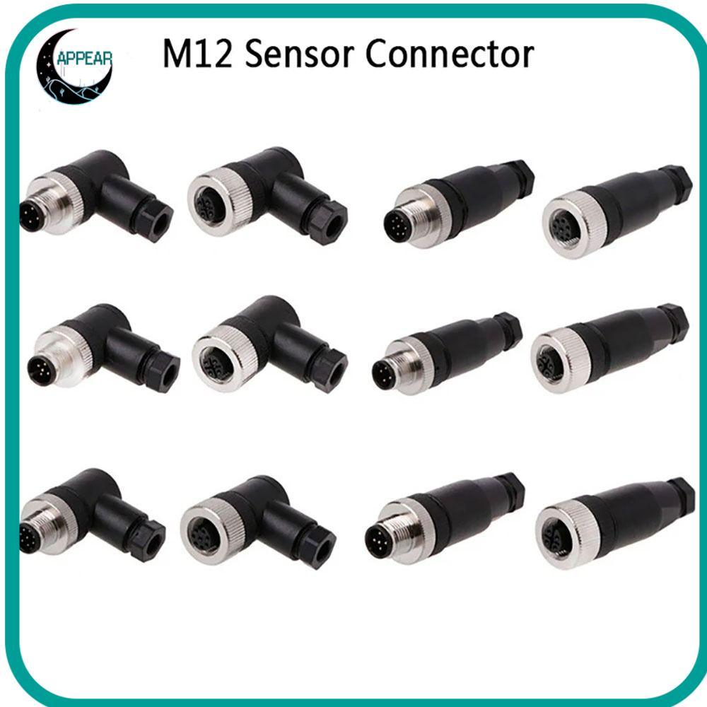 APPEAR M12 Sensor Connector, 4 5 8 Pin Connector M12 ปลั๊กการบิน, M12 Sensor Cable Connector Power A
