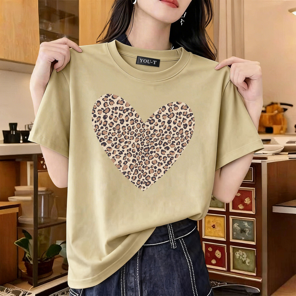 T42.SHOP🌸เสื้อแฟชั่น เสื้อยืด oversize ผ้าฝ้าย100% ลาย  "Leopard love" แนวสตรีท ไม่ต้องรีดผ้า สวมใส่สบาย ผ้านิ่ม