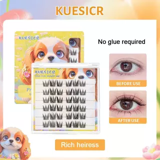 ขนตาปลอม KUESICR แบบไม่ต้องใช้กาว ขนตาปลอมแบบนุ่มเป็นธรรมชาติ ติดเองได้ เป็นช่อ ต่อขนตาแบบเส้นต่อเส้น ไม่ต้องใช้กาว แต่งหน้าขนตาเองได้ง่ายๆ WAVETH