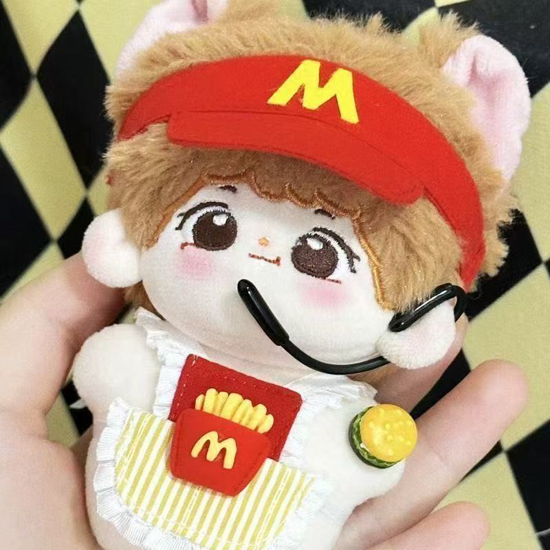 10-13ซม.Self-Laughing Bear McDonaldsผ้ากันเปื้อนชุดหมวกFeltผ้าตลกตุ๊กตาผ้าฝ้ายตุ๊กตาตุ๊กตาเสื้อผ้าเด็ก