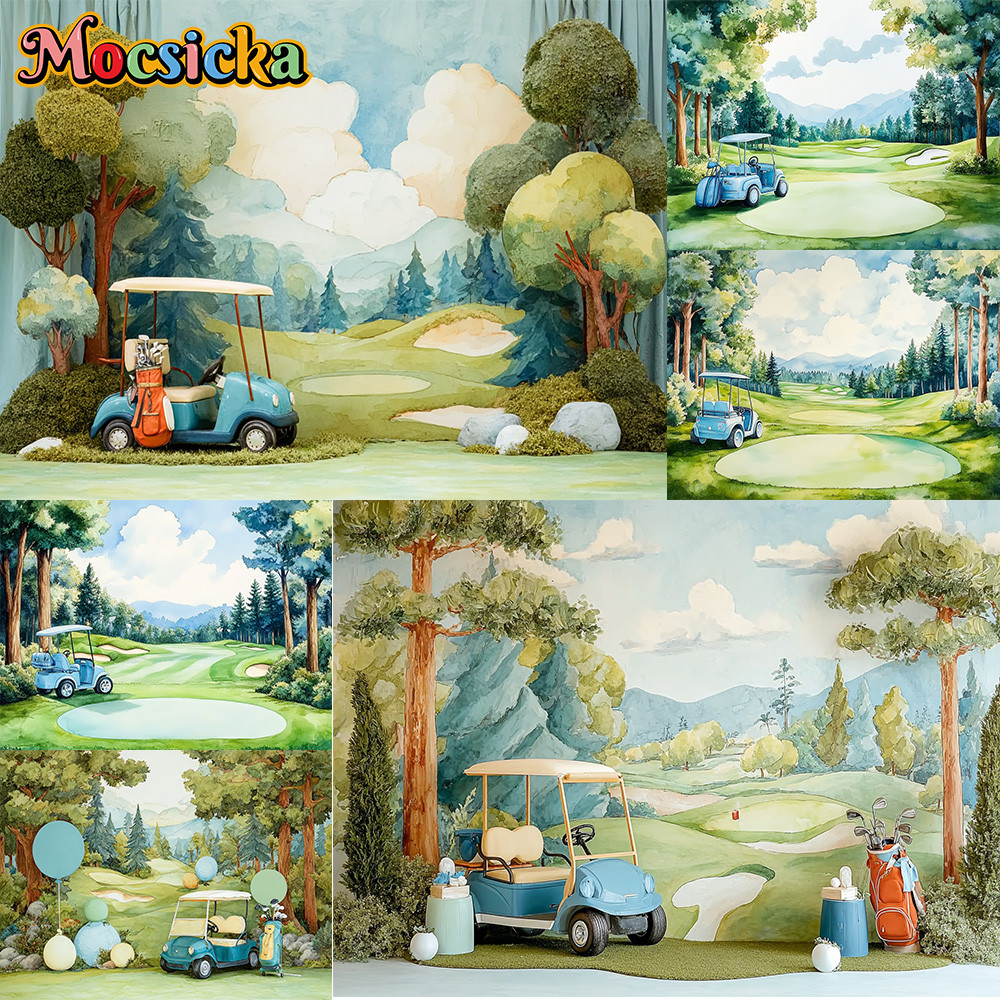 5x3ft 7x5ft Moscicka การถ่ายภาพฉากหลัง Hole-in-ONE กอล์ฟตกแต่ง Baby Shower ทารกแรกเกิด 1st วันเกิดพื