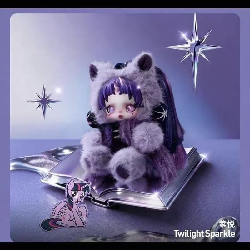 My Little Pony Co-Branded ตุ๊กตาตุ๊กตาตกแต่งของขวัญวันเกิดกล่องลึกลับน่ารักอินเทรนด์เล่นถูถูถูใบหน้าจี้กระเป๋าพวงกุญแจแฟนสังคมเล่นเม็กซิโก