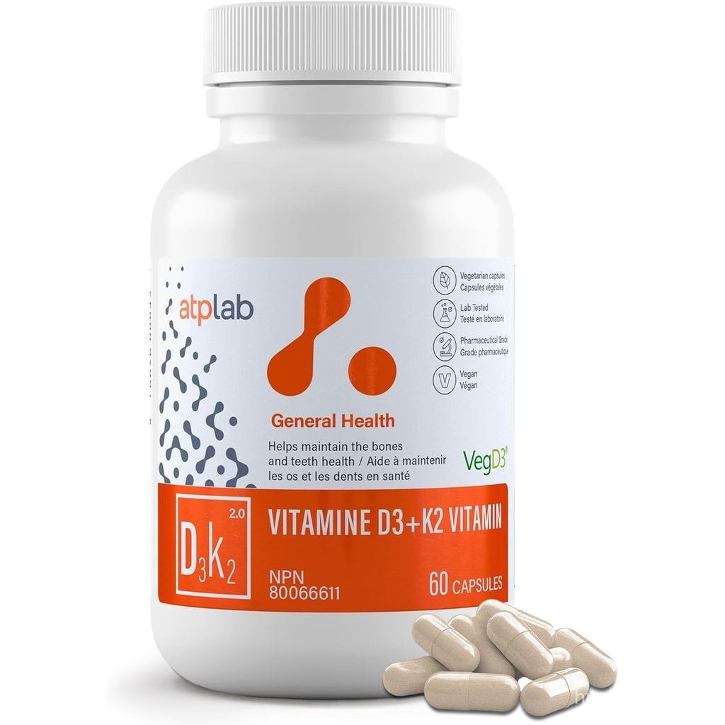 ATP LAB D3 K2 60 แคปซูล 60Day ply K2 MK7 D3 Healthy Bs สุขภาพฟันสุขภาพกล้ามเนื้อ Vit K2 D3 D3 K2