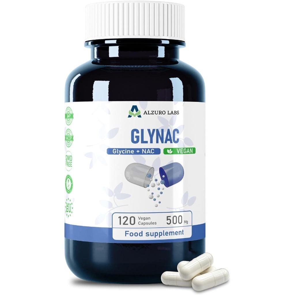 GlyNAC 500 มก. 120 แคปซูลมังสวิรัติ อาหารเสริม Glycine & NAC (N-Acetyl Cysteine) สําหรับ Metabolsm &