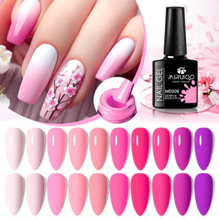 MSRUIOO 8ml ยาทาเล็บเจลแต่งเล็บ 160 สีใหม่ยาทาสีทึบเชอร์รี่สีดำและขาวสำหรับร้านทำเล็บ