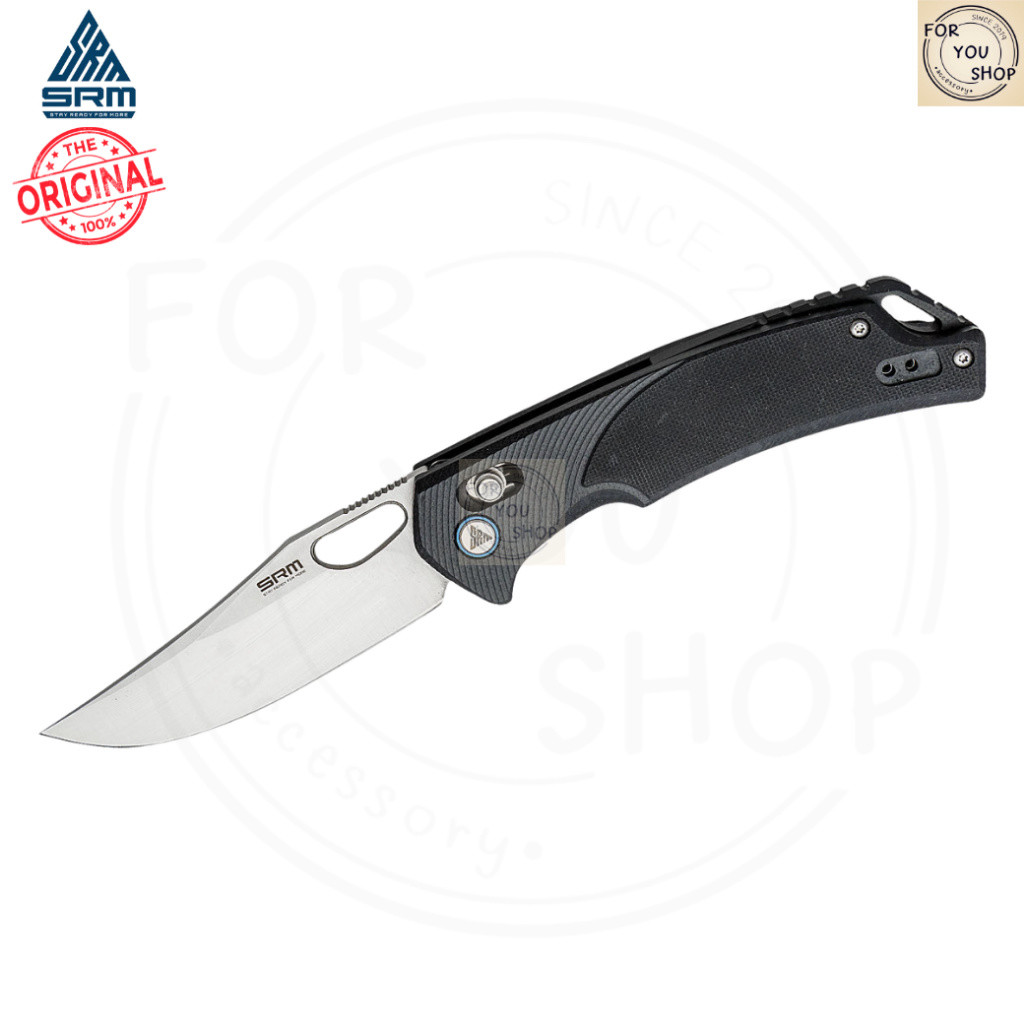 มีดพับ SRM 9201ใบมีด D2 ขนาด 3.54 นิ้ว Satin Clip Point ด้าม G10 AXIS/Crossbar Lock สีดำ