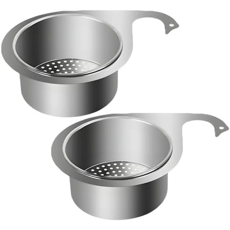 Washbasin Sink Drain Basket, Stainless Steel Kitchen Sink Strainer for Water Tap Drain Water (2)