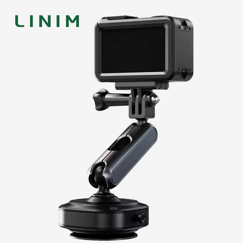 LINIM DJ-1 การดูดซับสูญญากาศไฟฟ้ารถ Action กล้องผู้ถืออลูมิเนียมรถสําหรับ DJI Action 5 GoPro13/12 In
