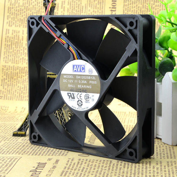 พัดลม AVC 12cm12025 12V0.3A DA12025B12L P005 เงียบ 4 พิน PWM