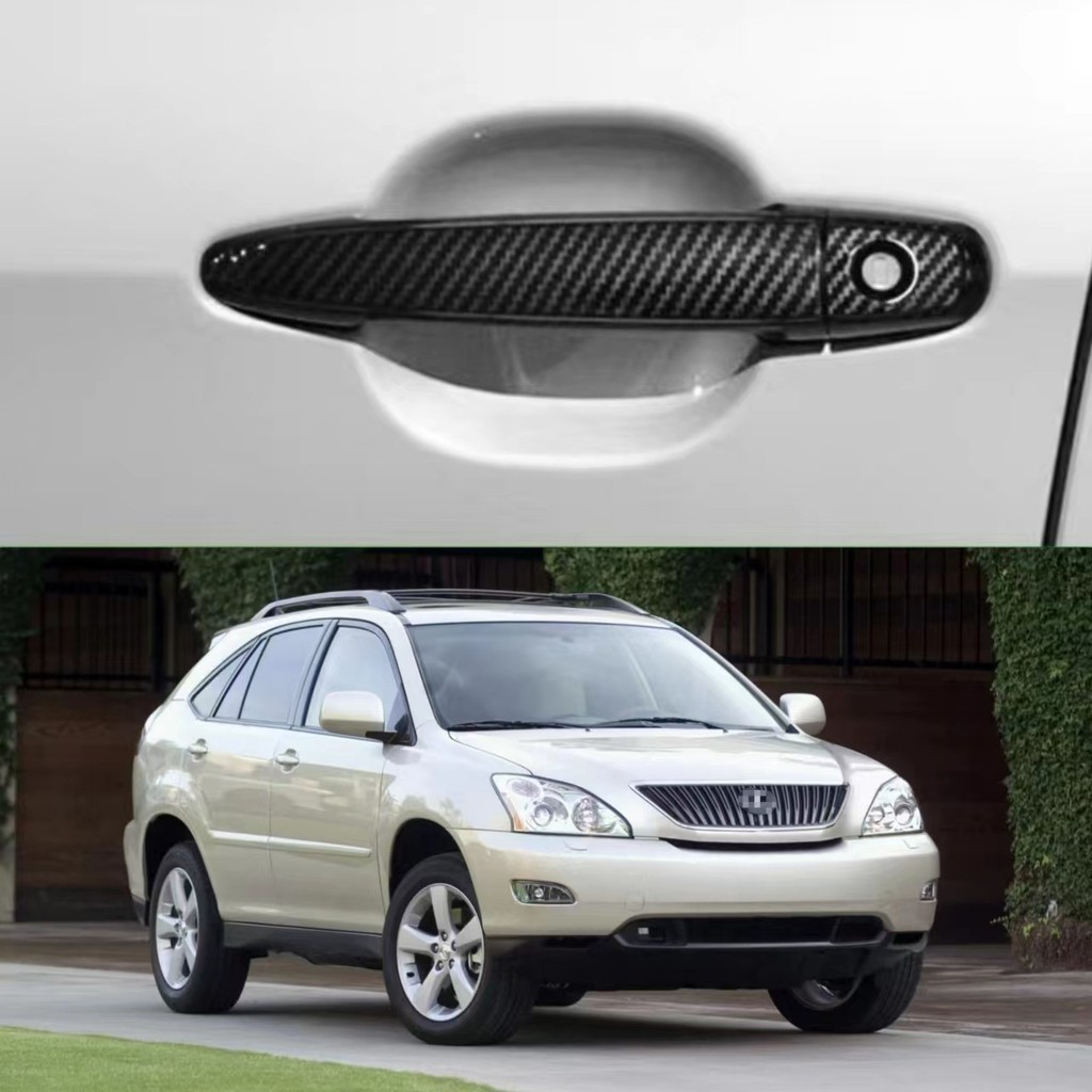 เหมาะสําหรับ 03-09 Lexus RX330 RX350 RX300 Handle Bright สีดําประตูด้านนอกสติกเกอร์คาร์บอนไฟเบอร์