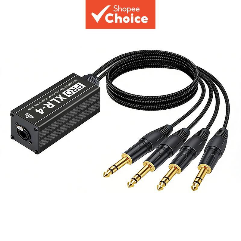 DMX512 สัญญาณเสียง Extender 4CH XLR ถึง Cat5 Cat6 อะแดปเตอร์สําหรับ Stage Lighting DJ Setup Pro 4K