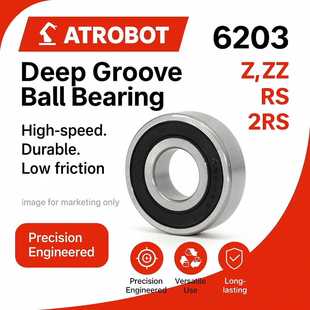ตลับลูกปืน 6203 Deep Groove Ball Bearing 17x40x12mm รอบสูง ทนทาน เลือก Z/ZZ/RS/2RS