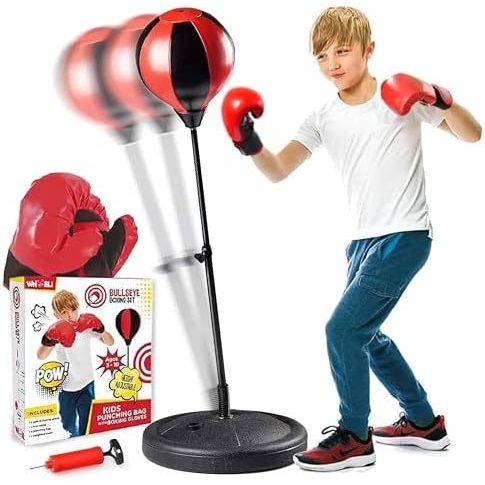 Whoobli Punching Bag สําหรับเด็กและเด็กวัยหัดเดิน Incl นวมชกมวย| 3-10 ปีปรับเด็กเจาะกระเป๋าพร้อมขาตั