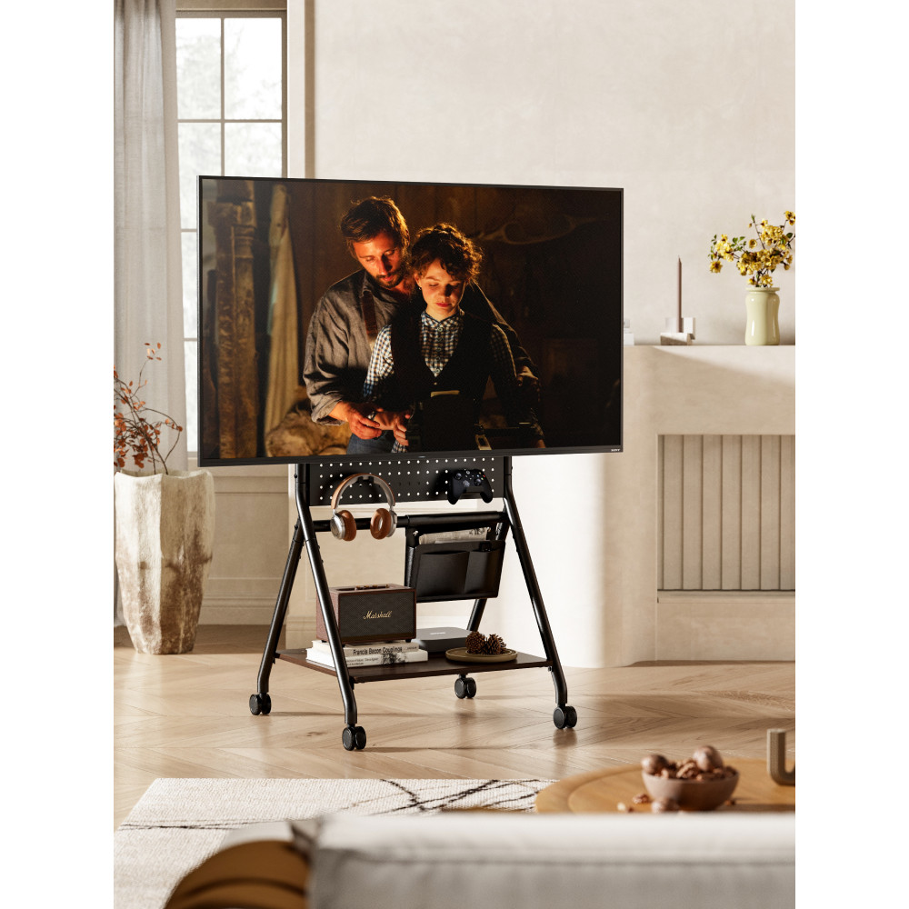 North Arc TV Bracket แบบตั้งพื้นพร้อมล้อมือถือรถเข็นที่ถอดออกได้ชั้นเก็บ 123-286 ซม.FS360