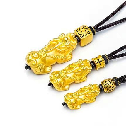 ผู้ชายถักสร้อยคอทองแข็งสร้อยคอ3งหญิง999ถักเงินเลียนแบบทองปี่เซียะแฮนด์เมดคู่จี้เลียนแบบทอง bsa