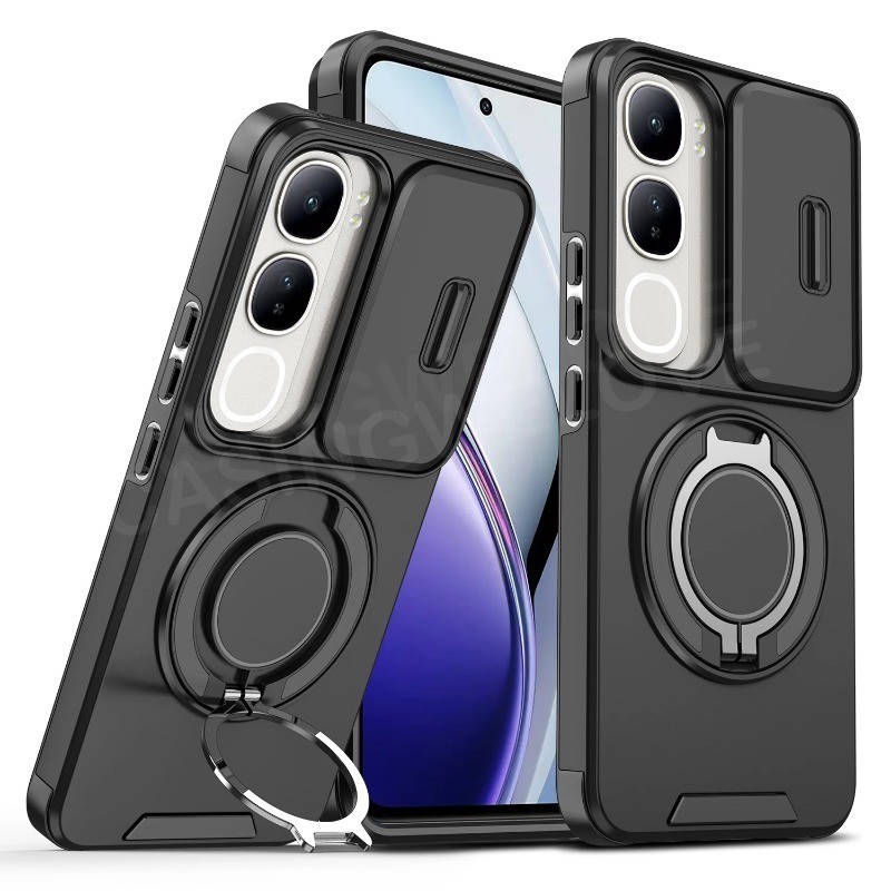 เคสโทรศัพท์สําหรับVivo Y21d Y31 5G 4G 2025 เกราะกันกระแทกสไลด์Pushดึงเลนส์ป้องกันปลอกโทรศัพท์ 360 แหวนขาตั้งยึดฝาหลัง