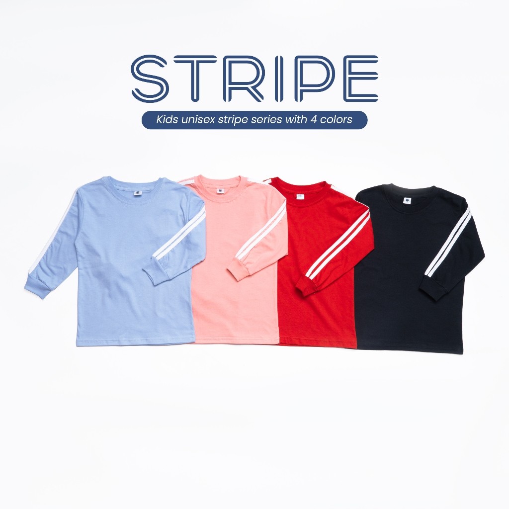 เสื้อยืดพิมพ์ลาย MDA Double Stripe สําหรับผู้ใหญ่และเด็กชายและเด็กหญิงแขนยาว - ผ้าฝ้ายหวี 24s - YC03